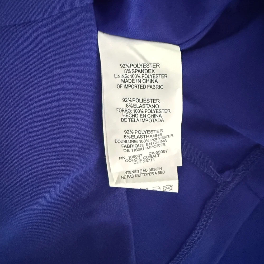 Marina One Shoulder Ruffle Sheath Dress Cobalt Blue Size 6 NWT - Picture 5 of 7